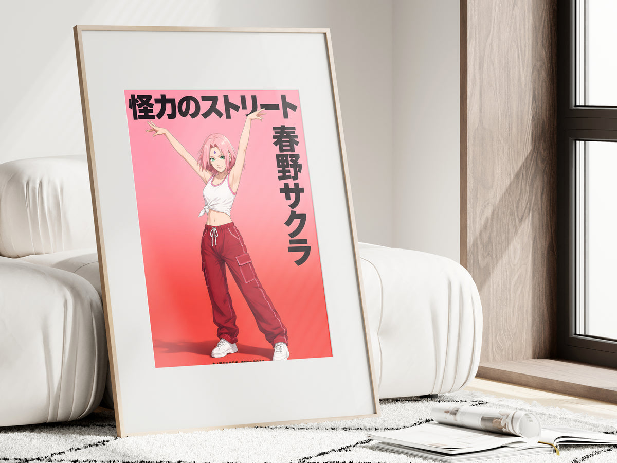 Naruto Sakura Red Streetwear Anime Poster — i01462