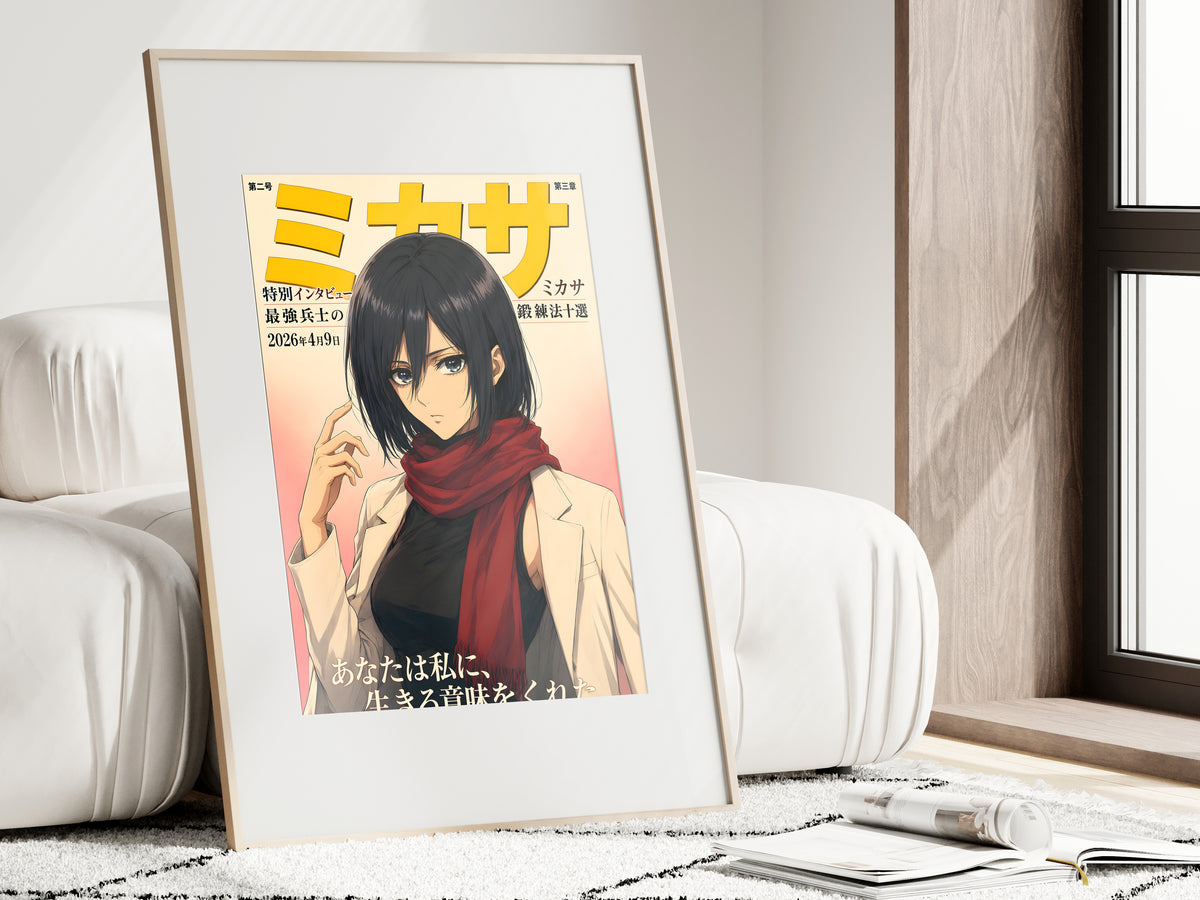 Attack on Titan Mikasa Red Scarf Magazine Portrait Anime Poster — i01462
