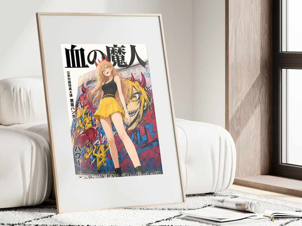 Chainsaw Man Power Yellow Skirt Graffiti Anime Poster — i01462