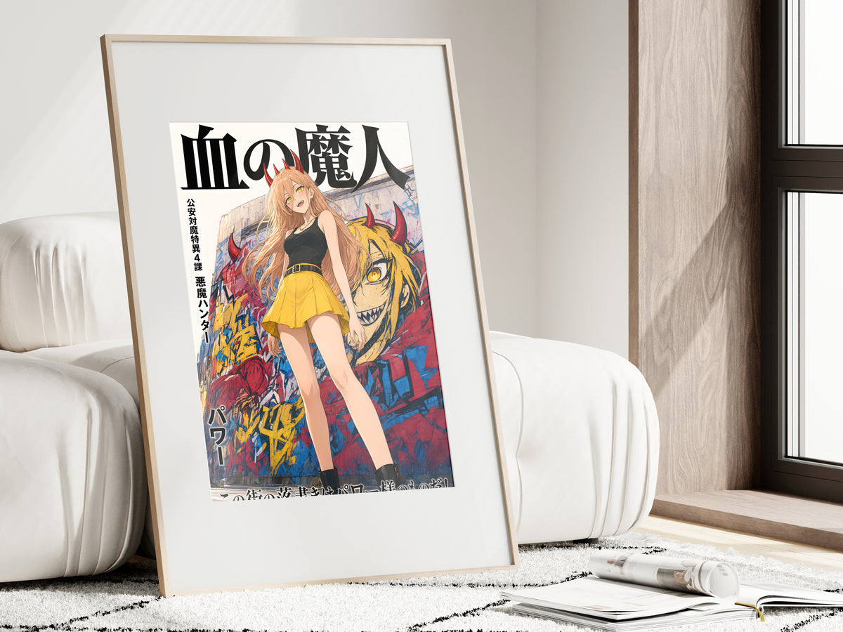 Chainsaw Man Power Yellow Skirt Graffiti Anime Poster — i01462