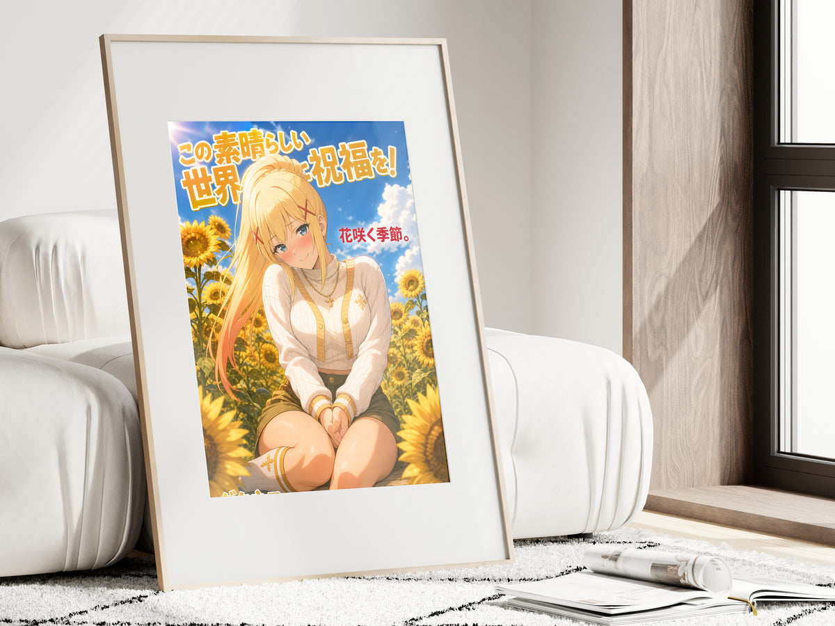 KonoSuba Darkness Sunflower Garden Anime Poster — i01462
