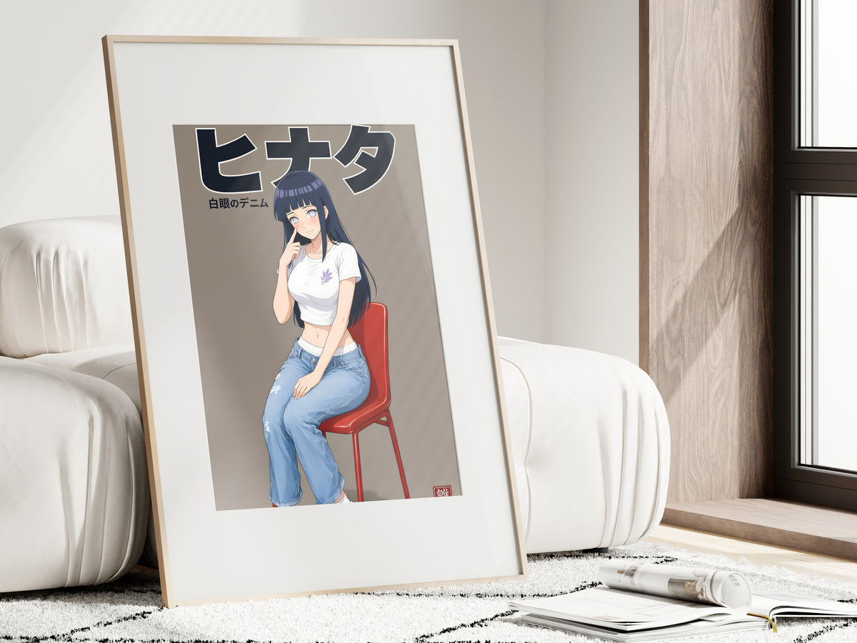 Naruto Hinata Denim Red Chair Anime Poster — i01462