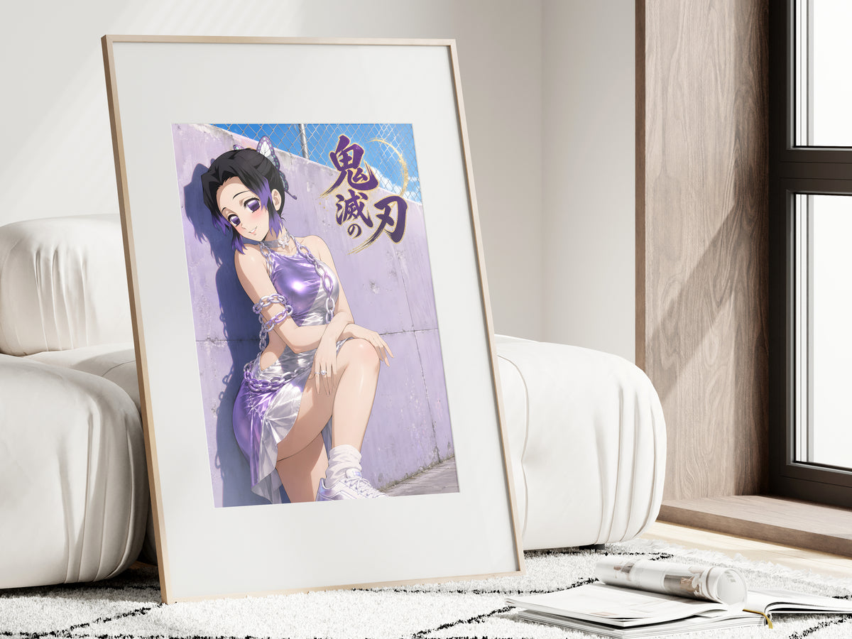 Demon Slayer Shinobu Purple Metallic Streetwear Anime Poster — i01462