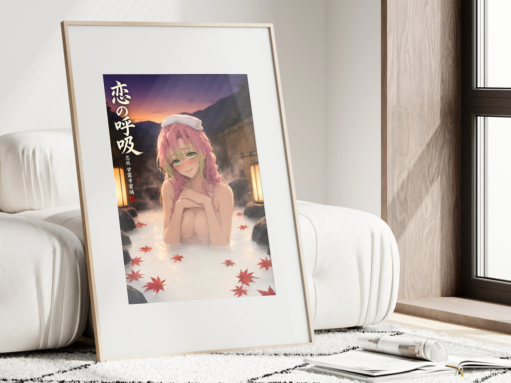 Demon Slayer Mitsuri Autumn Sunset Onsen Anime Poster — i01462