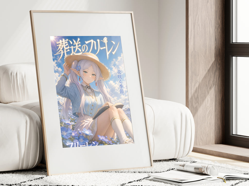 Frieren Summer Flower Field Anime Poster — i01462