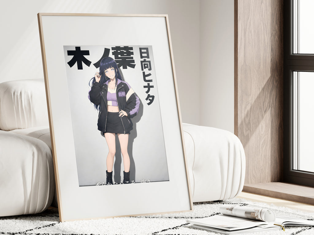 Naruto Hinata Black Riding Jacket Anime Poster — i01462