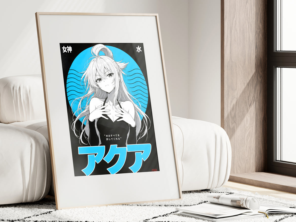 KonoSuba Aqua Monochrome Circle Portrait Anime Poster — i01462