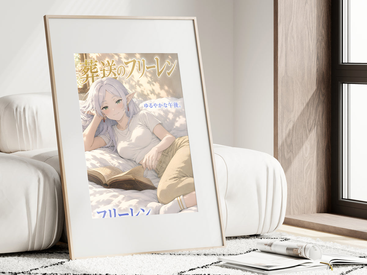 Frieren Sunlit Afternoon Reading Anime Poster — i01462