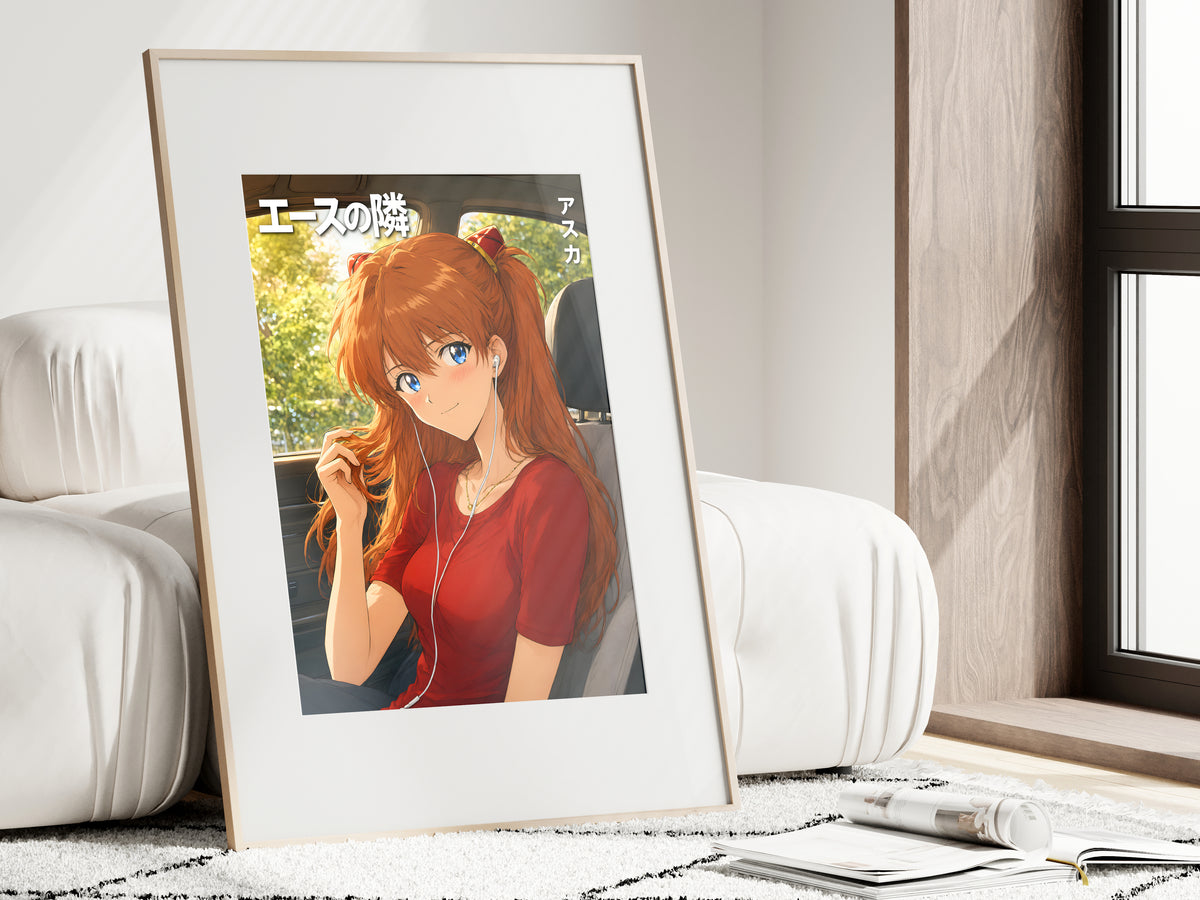 Evangelion Asuka Road Trip Earbuds Anime Poster — i01462
