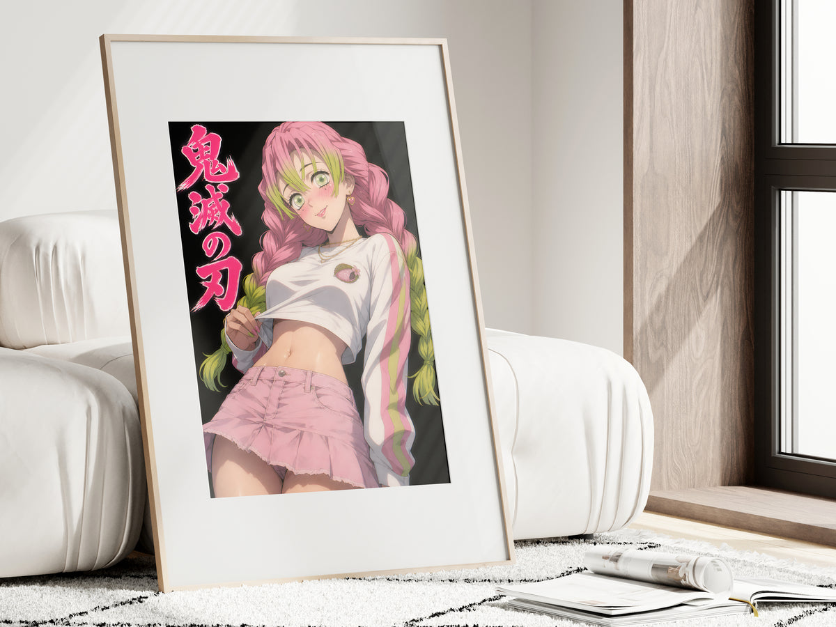 Demon Slayer Mitsuri Pink Skirt Flash Portrait Anime Poster — i01462