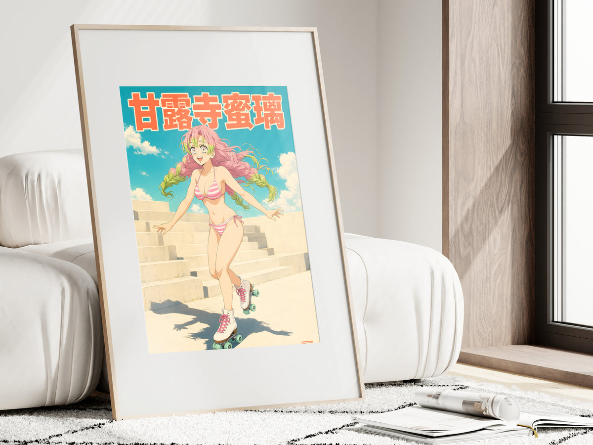 Demon Slayer Mitsuri Roller Skate Anime Poster — i01462