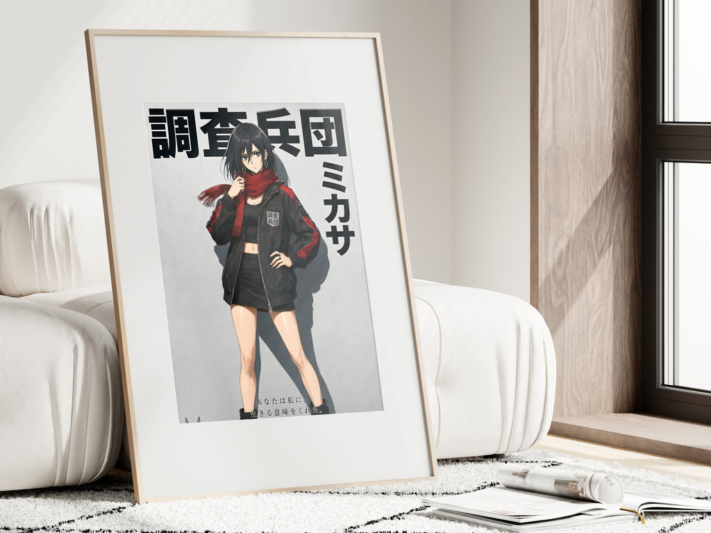 Attack on Titan Mikasa Red Scarf Streetwear Anime Poster — i01462