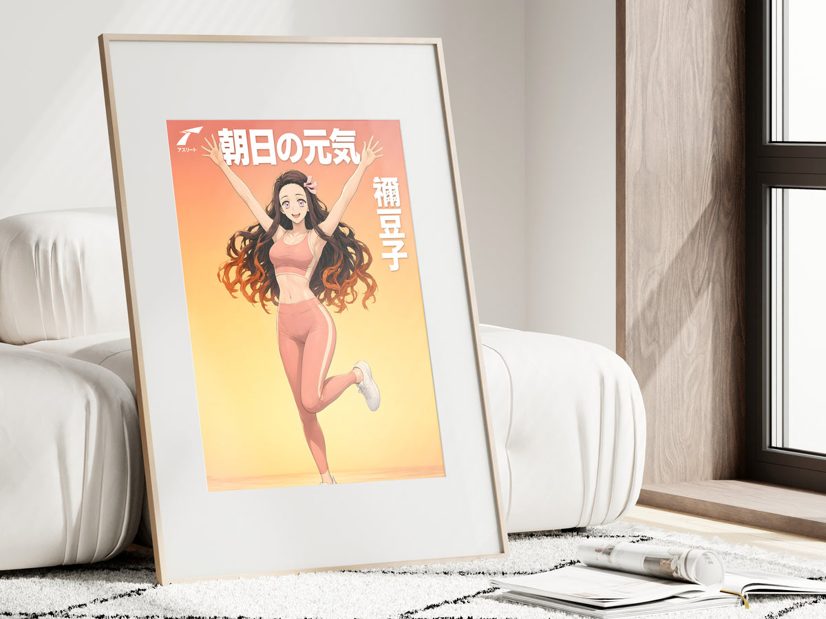 Demon Slayer Nezuko Kamado Pink Activewear Anime Poster — i01462