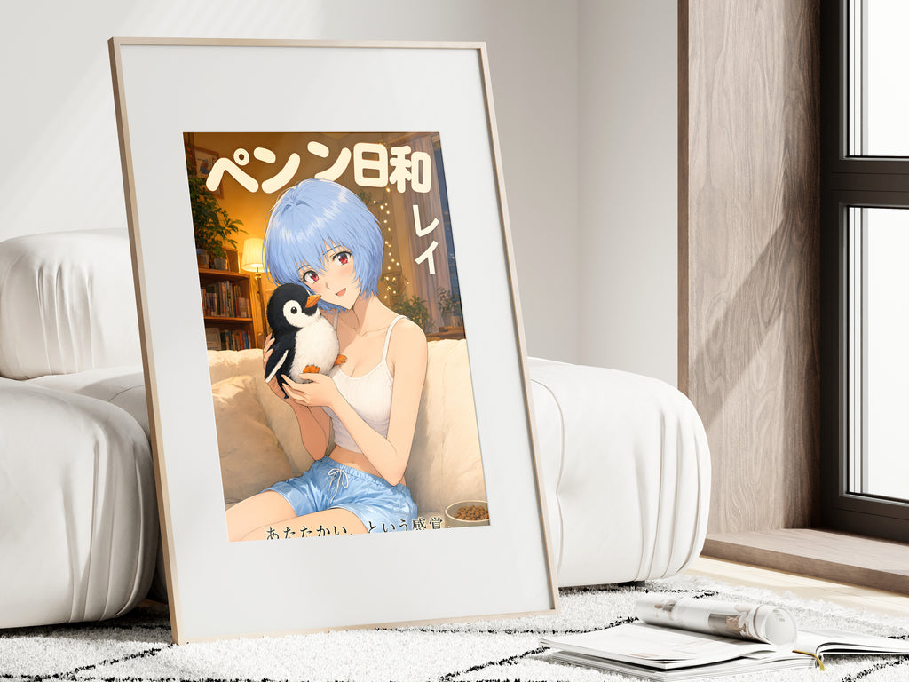 Evangelion Rei Cozy Penguin Portrait Anime Poster — i01462