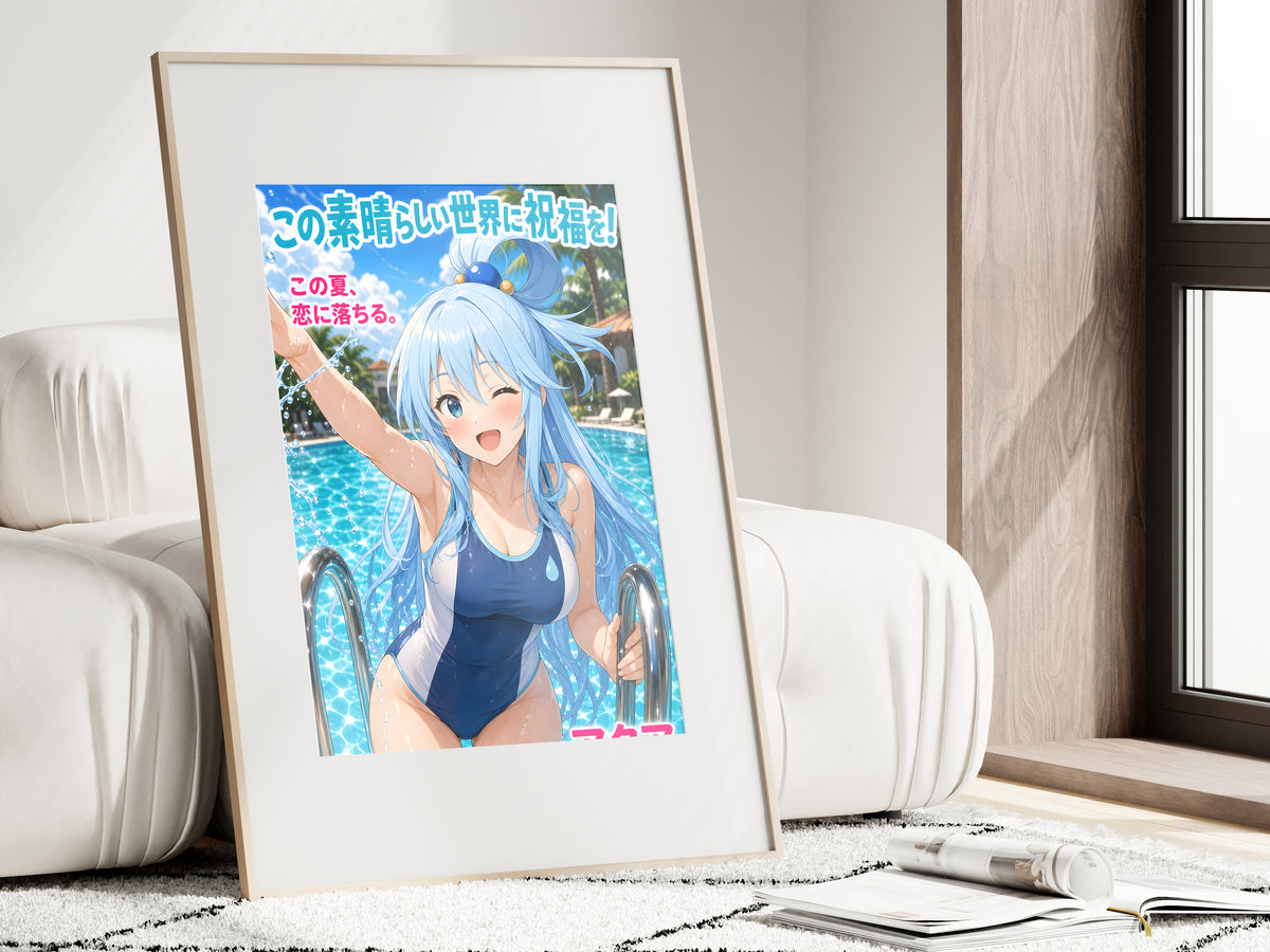 KonoSuba Aqua Blue Pool Summer Anime Poster — i01462