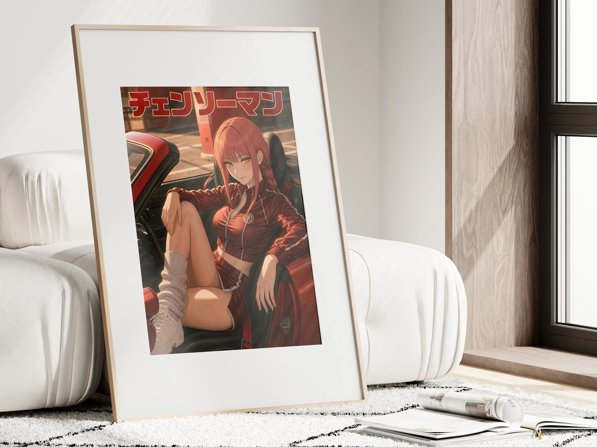 Chainsaw Man Makima Red Convertible Portrait Anime Poster — i01462