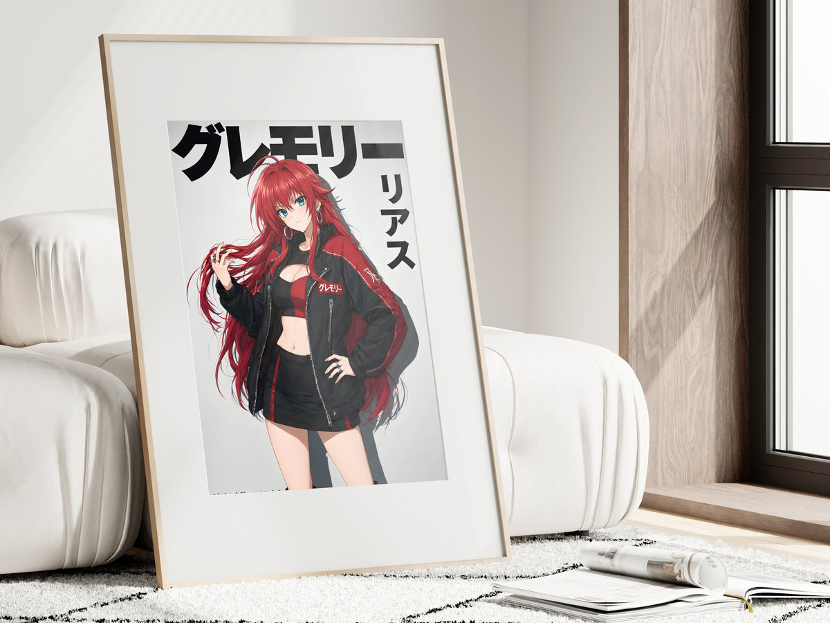High School DxD Rias Red Biker Jacket Anime Poster — i01462