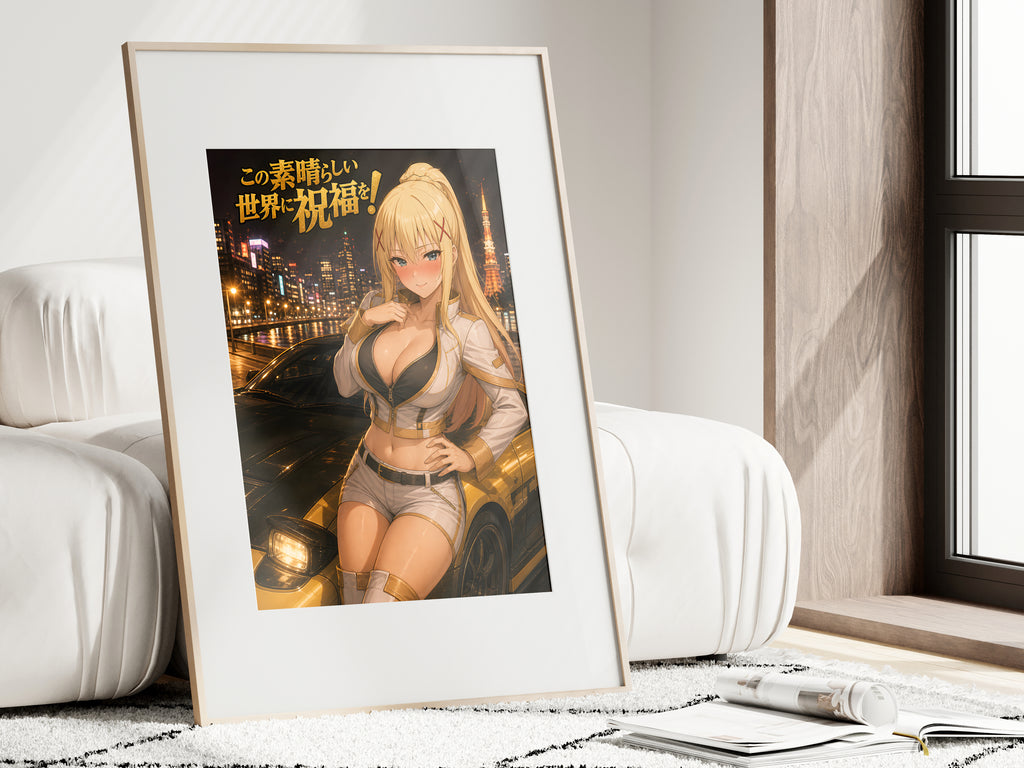 KonoSuba Darkness Golden Night Drive Anime Poster — i01462