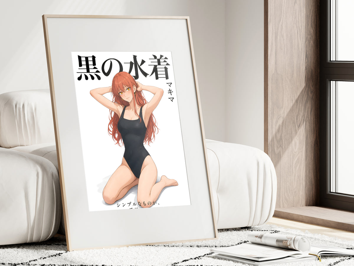 Chainsaw Man Makima Black Swimsuit Portrait Anime Poster — i01462