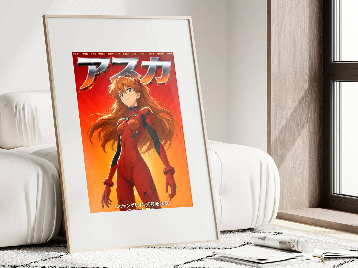 Evangelion Asuka Red Plugsuit Chrome Portrait Anime Poster — i01462