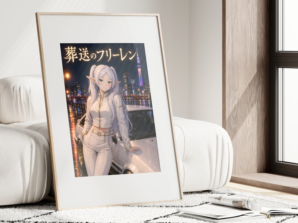Frieren Night Skyline Car Anime Poster — i01462
