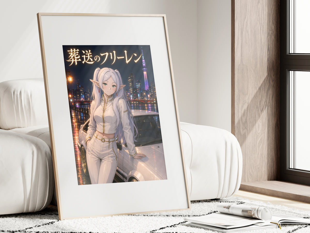 Frieren Night Skyline Car Anime Poster — i01462