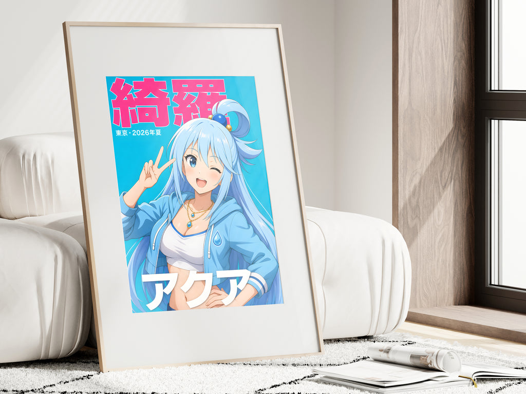 KonoSuba Aqua Blue Jacket Portrait Anime Poster — i01462