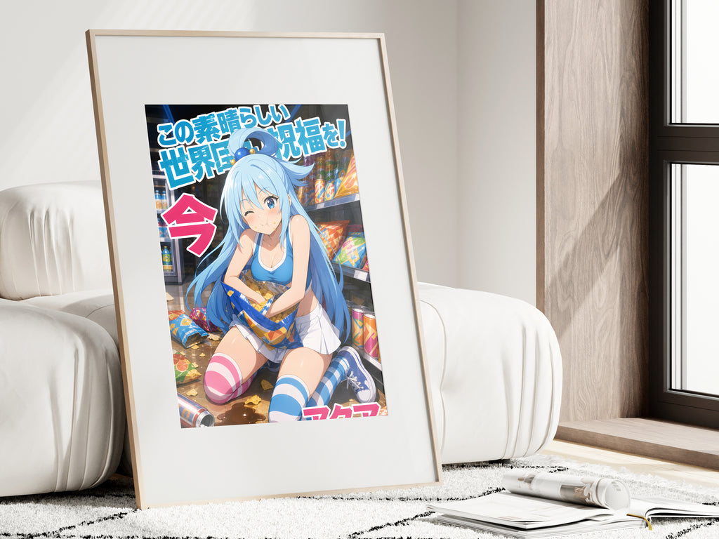 KonoSuba Aqua Convenience Store Snack Break Anime Poster — i01462