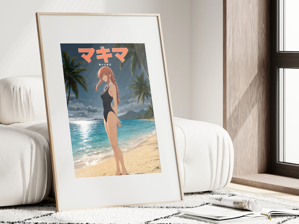 Chainsaw Man Makima Tropical Black Swimsuit Anime Poster — i01462