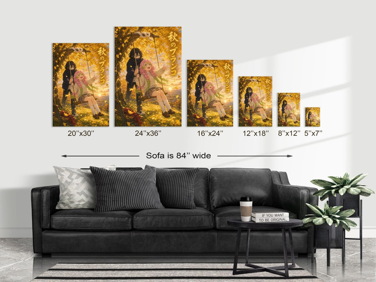Demon Slayer Obanai Mitsuri Dreamy Autumn Swing Anime Poster