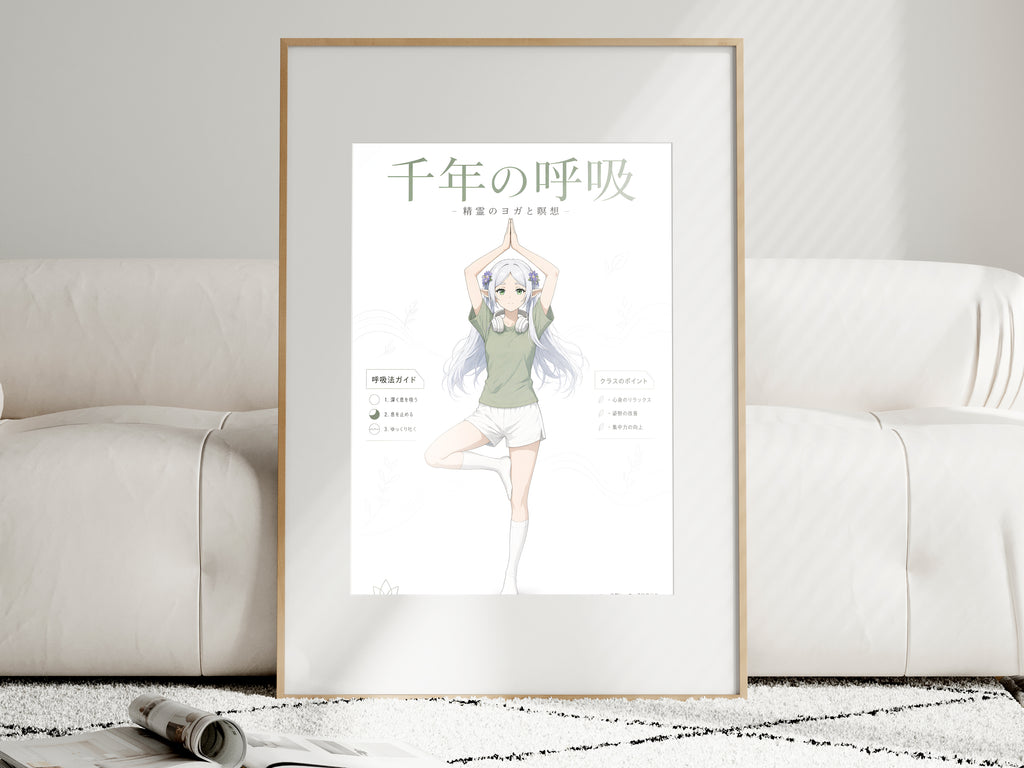 Frieren Tree Pose Yoga Anime Poster — i01463