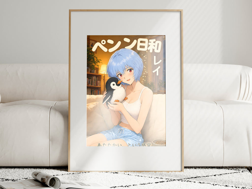 Evangelion Rei Cozy Penguin Portrait Anime Poster — i01463