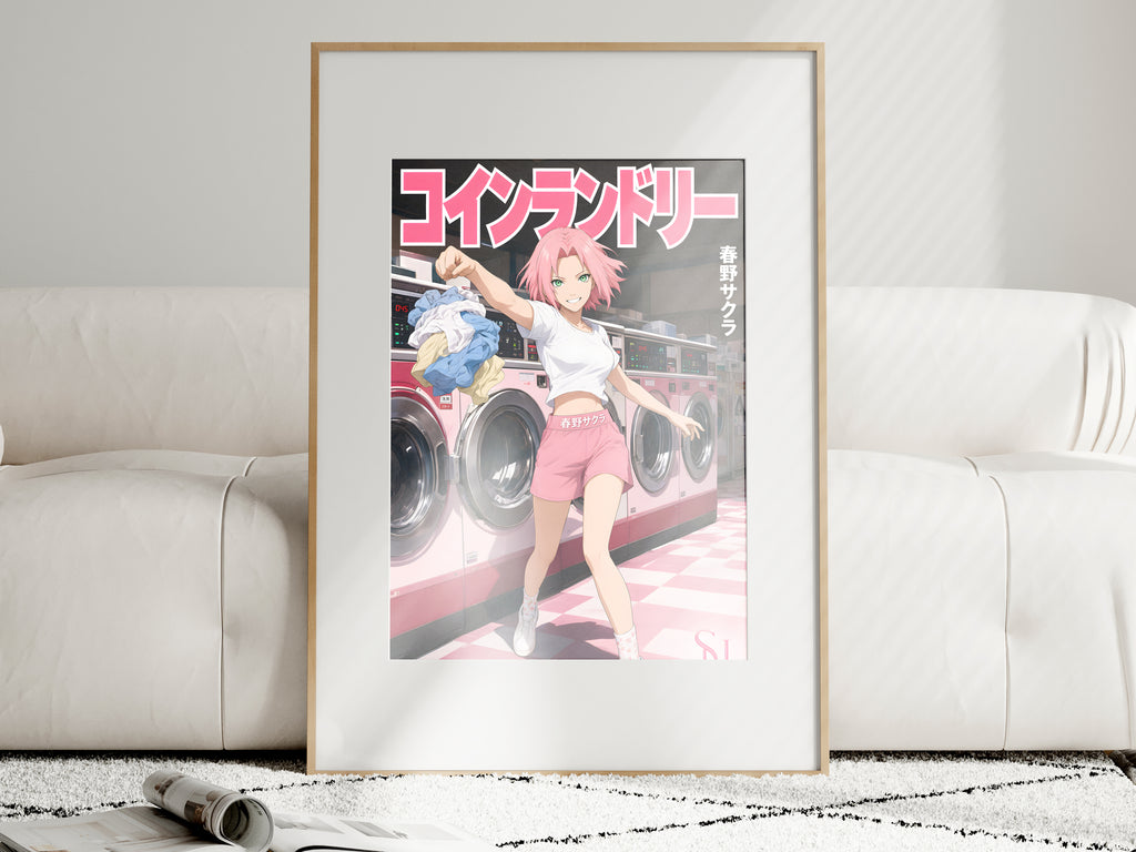 Naruto Sakura Pink Laundry Day Anime Poster — i01463