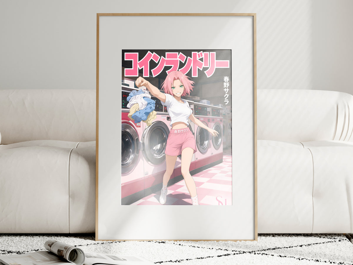 Naruto Sakura Pink Laundry Day Anime Poster — i01463