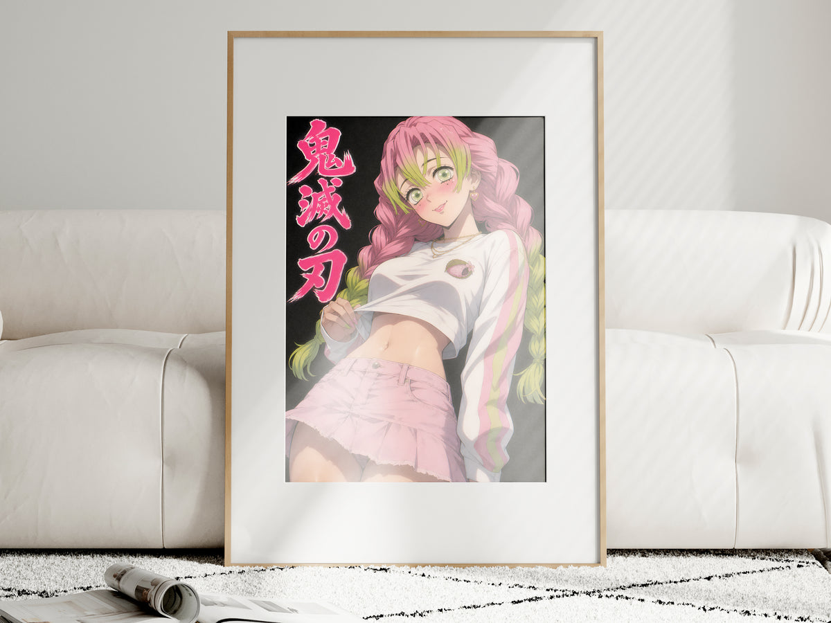 Demon Slayer Mitsuri Pink Skirt Flash Portrait Anime Poster — i01463