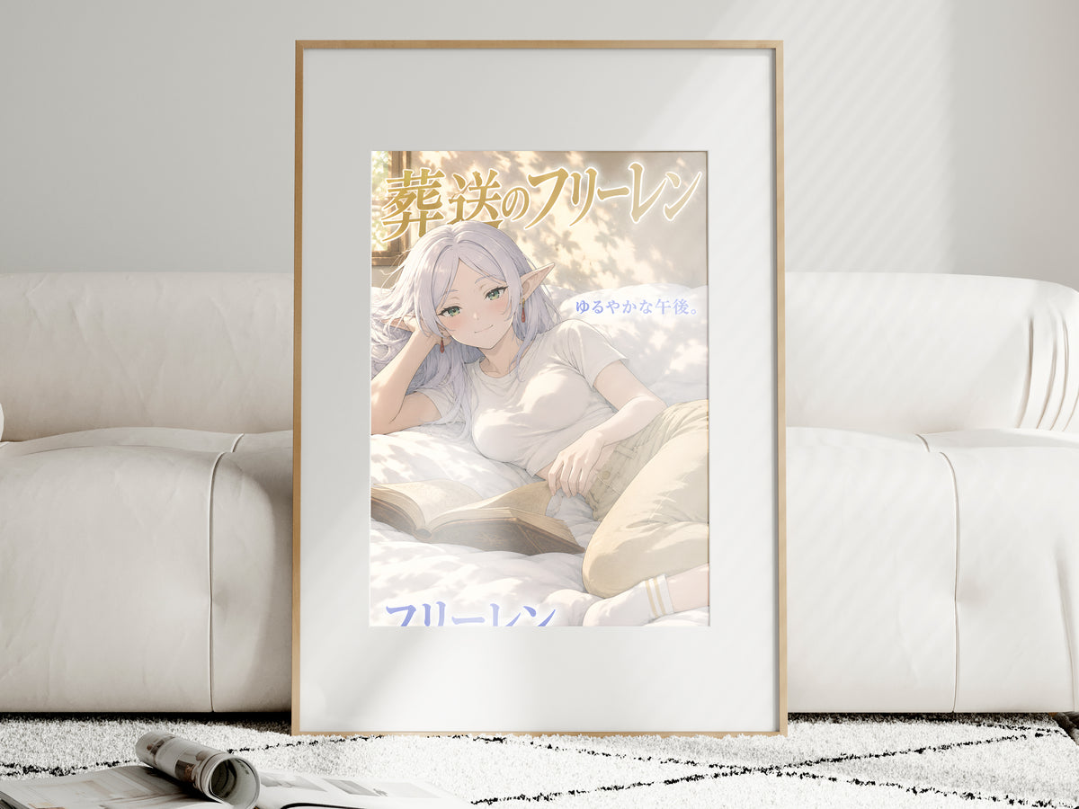 Frieren Sunlit Afternoon Reading Anime Poster — i01463