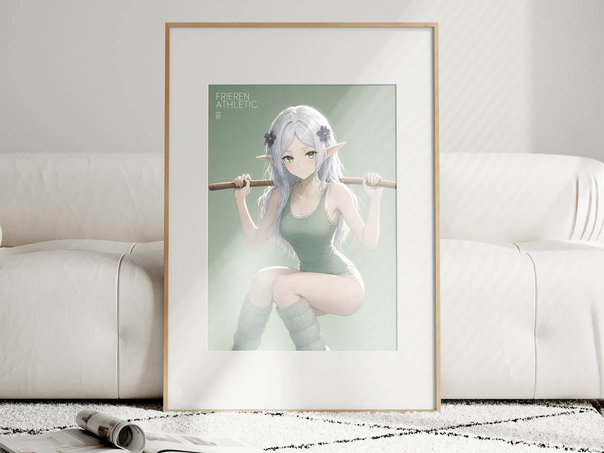 Frieren Staff Squat Athletic Anime Poster — i01463