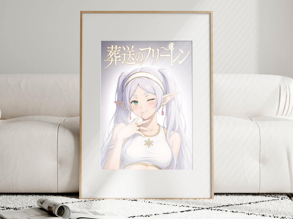 Frieren Winking Studio Portrait Anime Poster — i01463