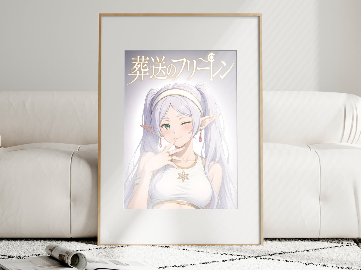 Frieren Winking Studio Portrait Anime Poster — i01463