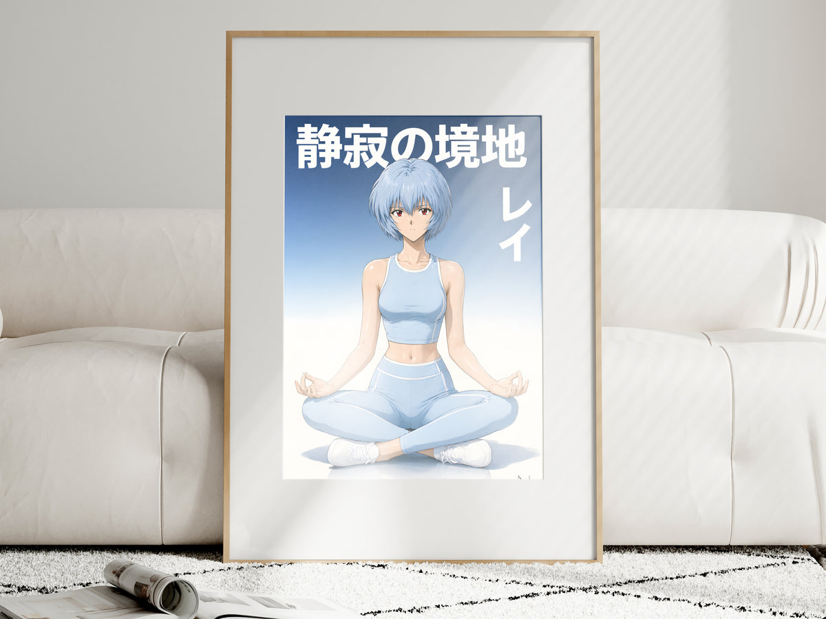 Evangelion Rei Blue Activewear Meditation Anime Poster — i01463
