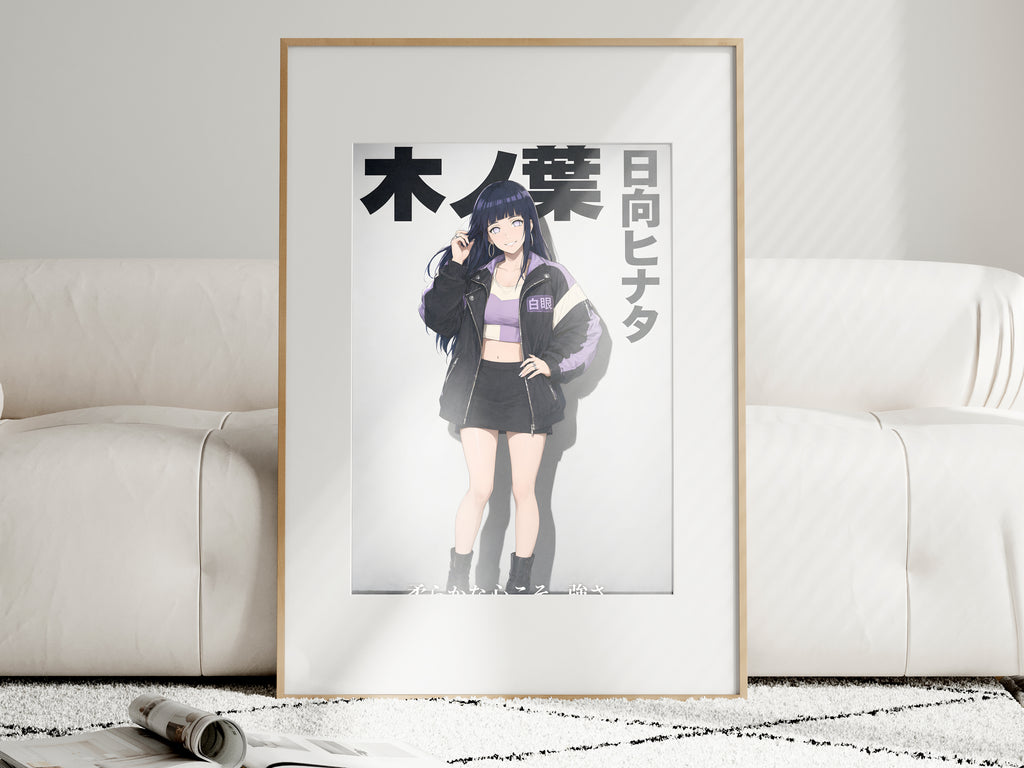 Naruto Hinata Black Riding Jacket Anime Poster — i01463