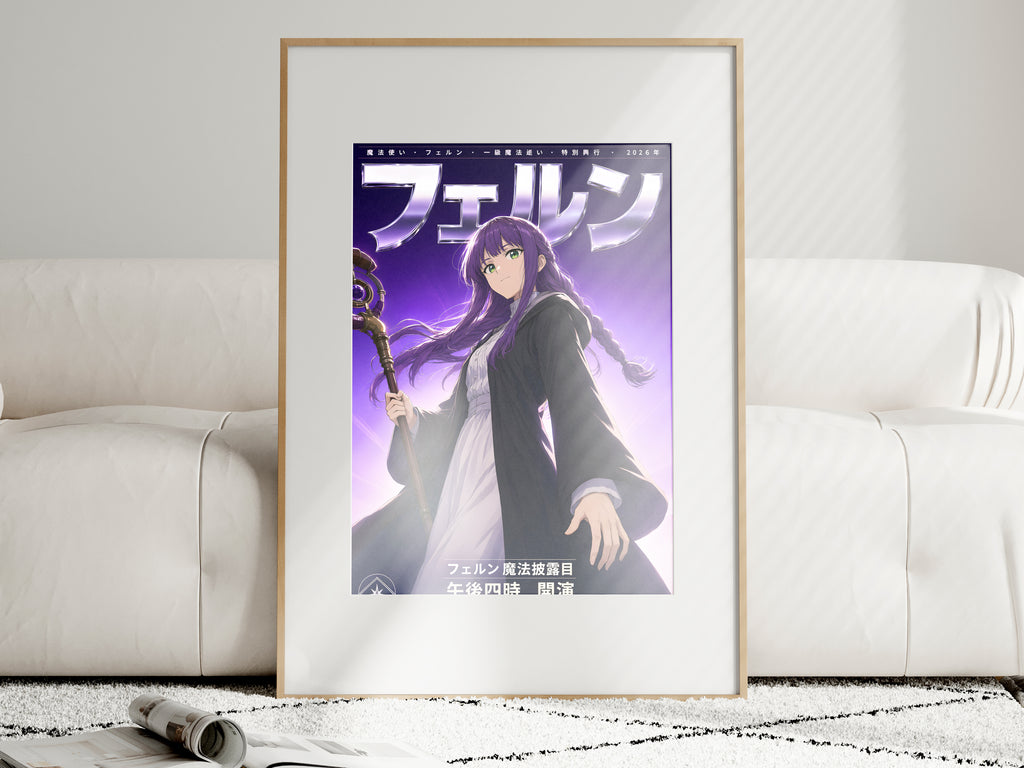 Frieren Fern Purple Chrome Portrait Anime Poster — i01463
