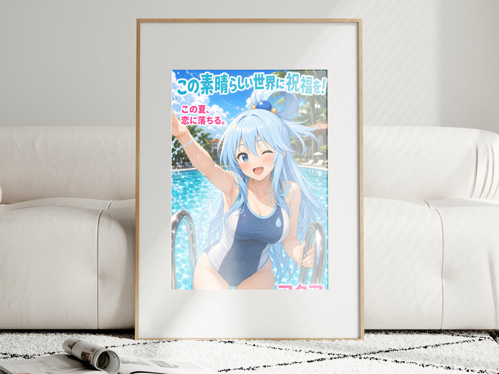 KonoSuba Aqua Blue Pool Summer Anime Poster — i01463