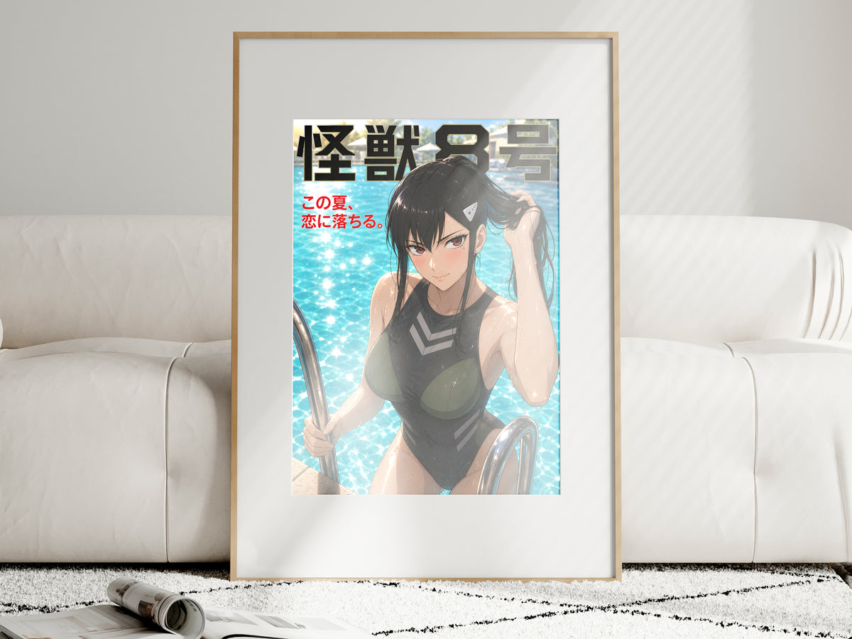 Kaiju No. 8 Mina Ashiro Poolside Tactical Swimwear Anime Poster — i01463