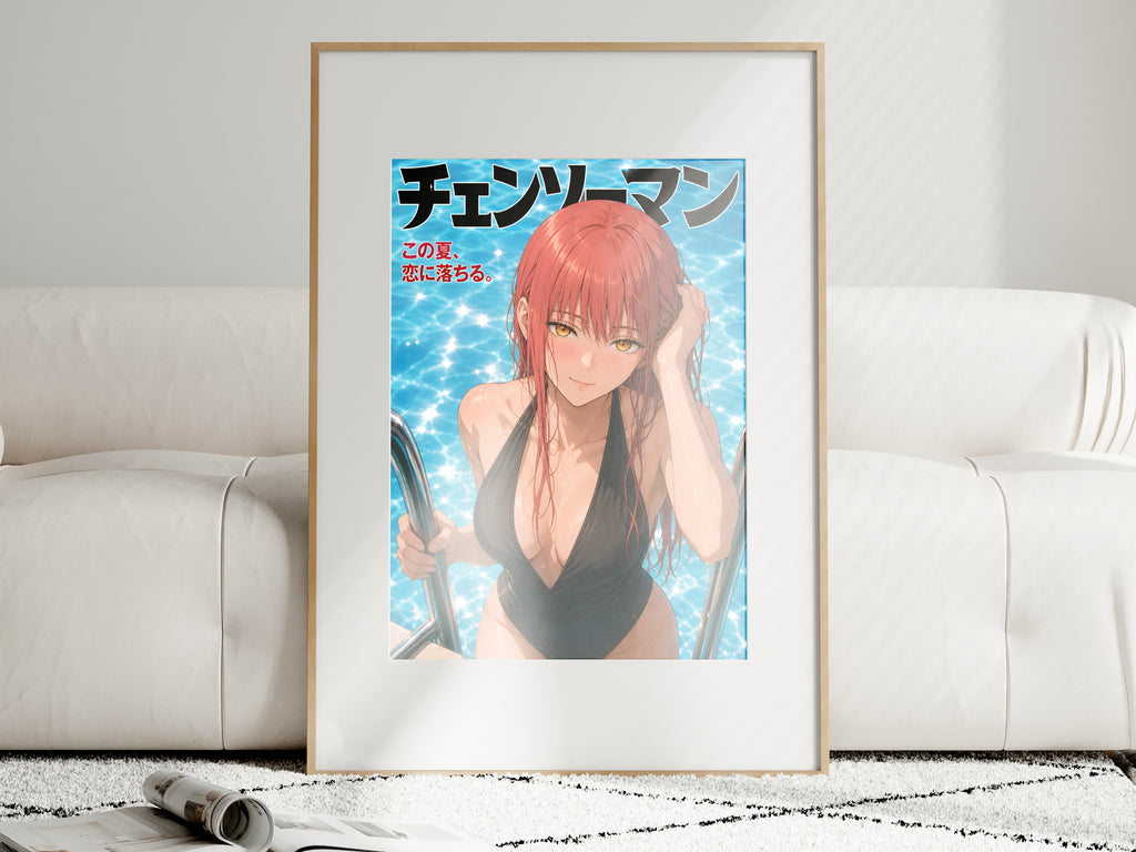 Chainsaw Man Makima Poolside Swimsuit Portrait Anime Poster — i01463