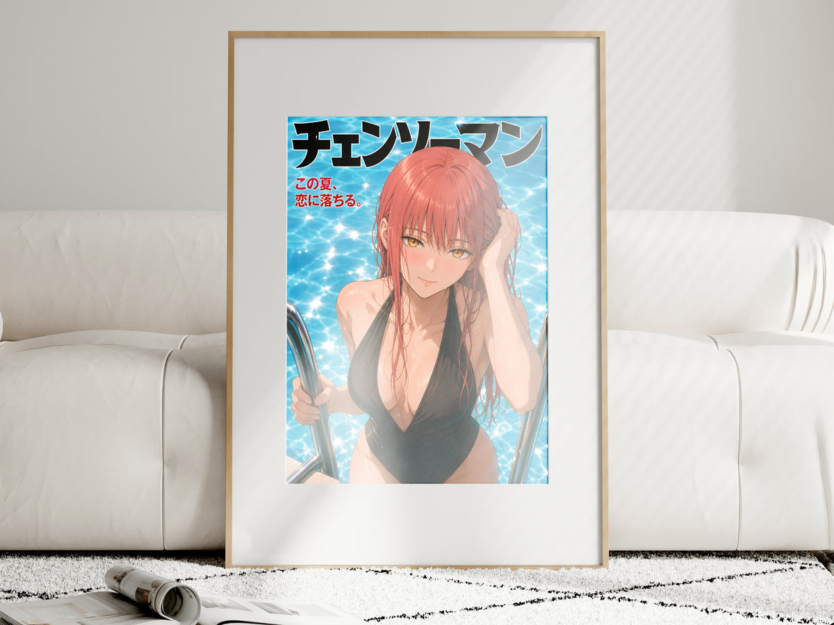 Chainsaw Man Makima Poolside Swimsuit Portrait Anime Poster — i01463