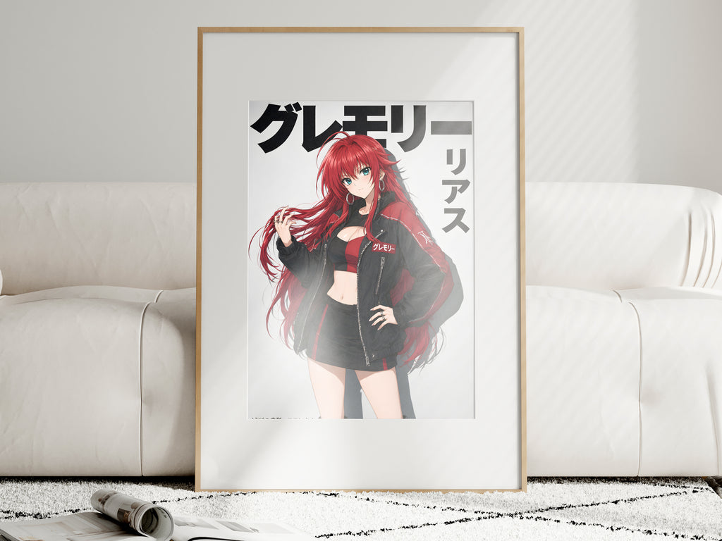 High School DxD Rias Red Biker Jacket Anime Poster — i01463