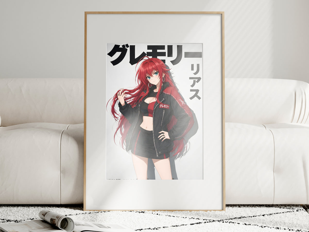 High School DxD Rias Red Biker Jacket Anime Poster — i01463