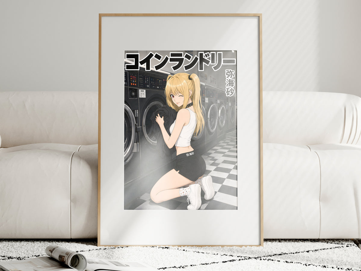 Death Note Misa Black White Laundromat Anime Poster — i01463