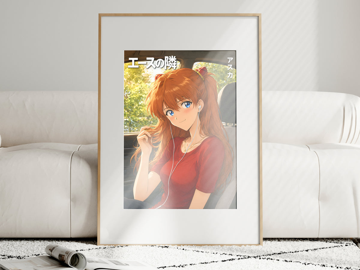 Evangelion Asuka Road Trip Earbuds Anime Poster — i01463